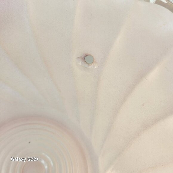 Vintage Pink Swirl Frosted Glass 3-Chain Ceiling Light Globe With Scalloped Edge - Picture 3 of 11